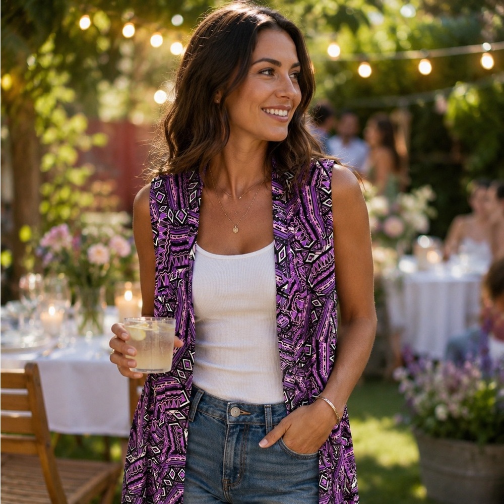 Purple Geometric Vest